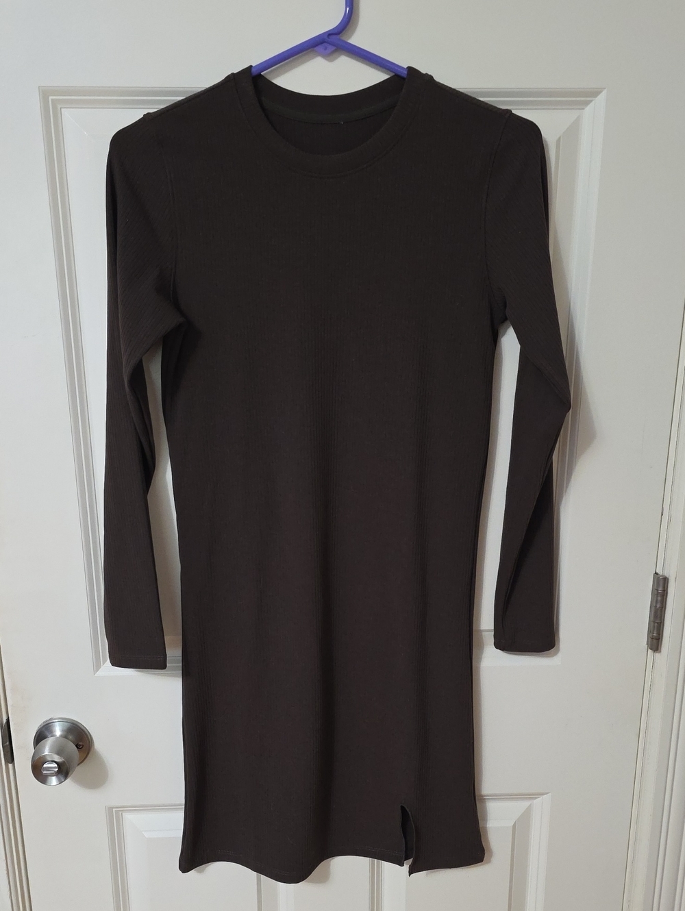 BYLT Basics Long Sleeve Ribbed Knit Dress - Dark Brown